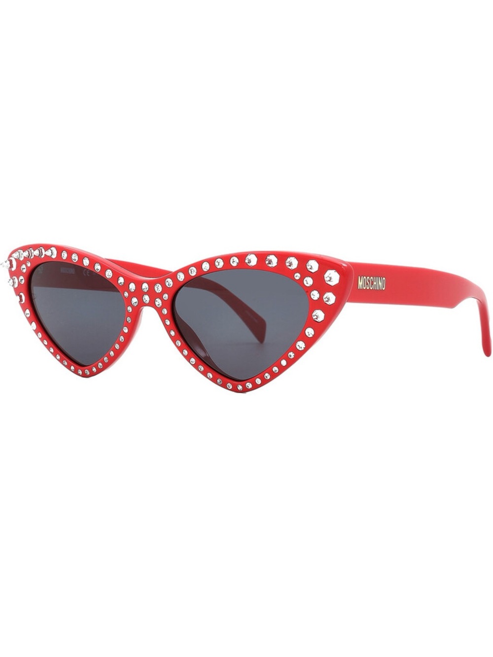 NEW MOSCHINO RED CRYSTAL EMBELLISHED CAT-EYE SUNGLASSES